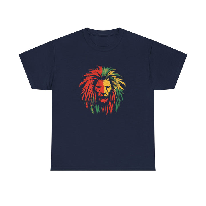 Reggae Lion Unisex Heavy Cotton Tee - Vibrant Graphic T-Shirt for Music Lovers