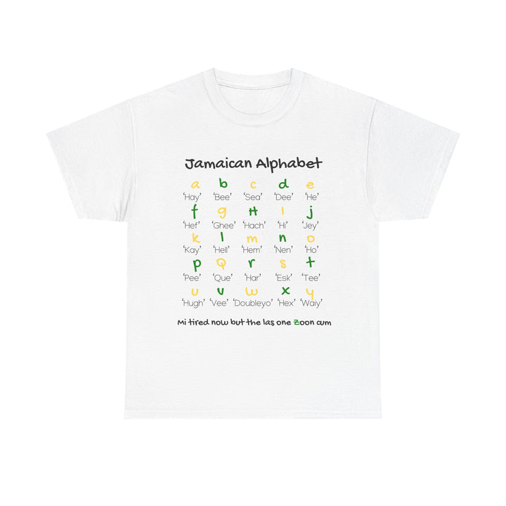 Jamaican Alphabet Unisex Heavy Cotton Tee - Comfortable & Informative T-Shirt