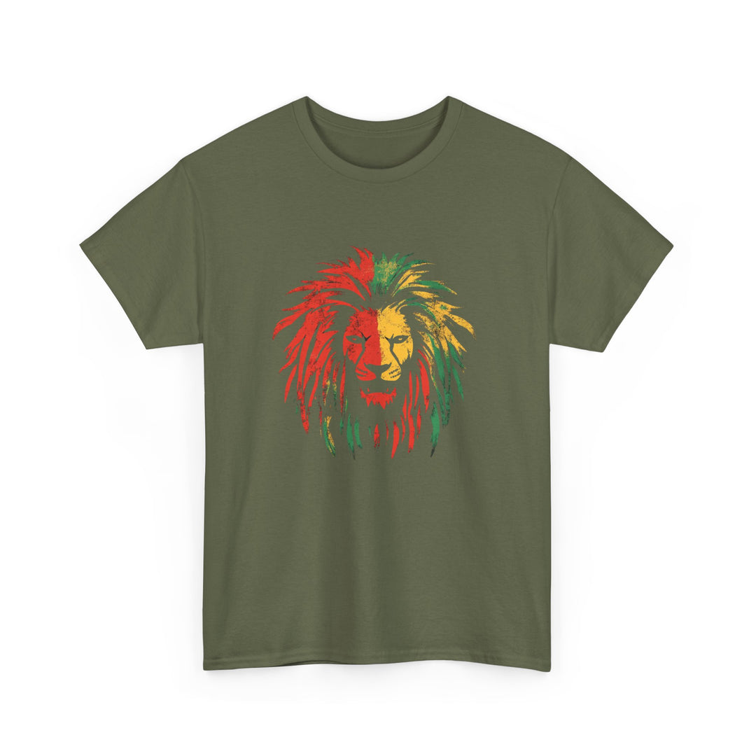 Reggae Lion Unisex Heavy Cotton Tee - Vibrant Graphic T-Shirt for Music Lovers