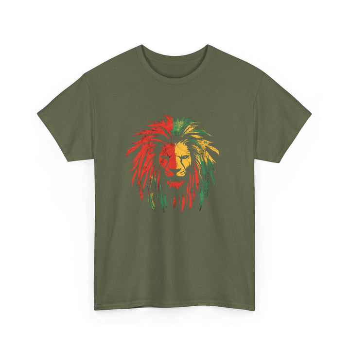 Reggae Lion Unisex Heavy Cotton Tee - Vibrant Graphic T-Shirt for Music Lovers