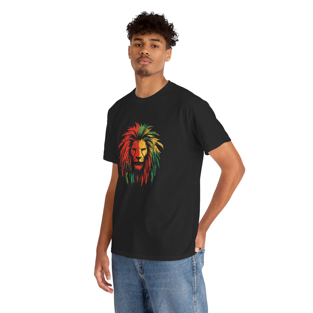 Reggae Lion Unisex Heavy Cotton Tee - Vibrant Graphic T-Shirt for Music Lovers