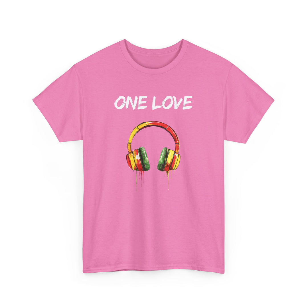 Unisex Heavy Cotton Tee - One Love Dripping Headphones Shirt