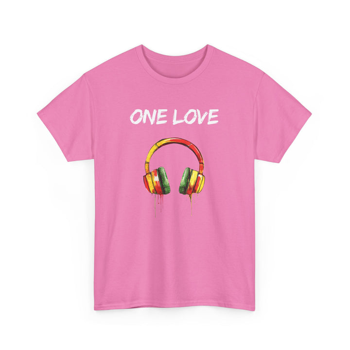 Unisex Heavy Cotton Tee - One Love Dripping Headphones Shirt