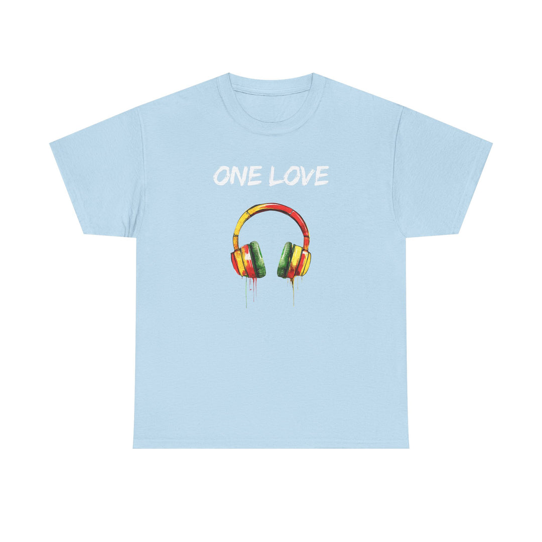 Unisex Heavy Cotton Tee - One Love Dripping Headphones Shirt