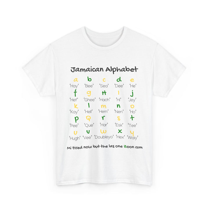 Jamaican Alphabet Unisex Heavy Cotton Tee - Comfortable & Informative T-Shirt