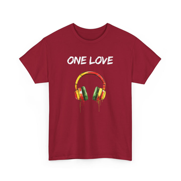 Unisex Heavy Cotton Tee - One Love Dripping Headphones Shirt