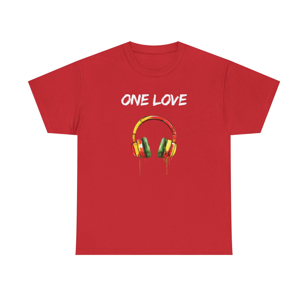 Unisex Heavy Cotton Tee - One Love Dripping Headphones Shirt