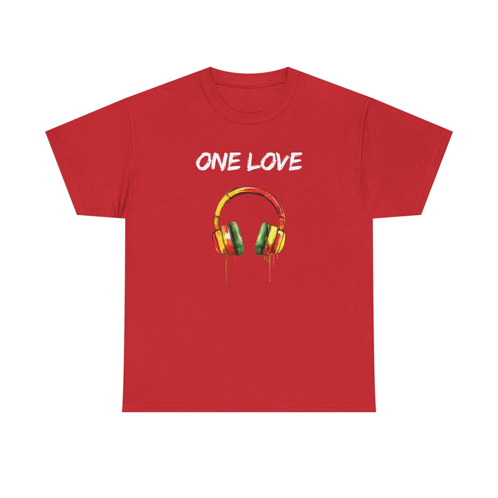 Unisex Heavy Cotton Tee - One Love Dripping Headphones Shirt