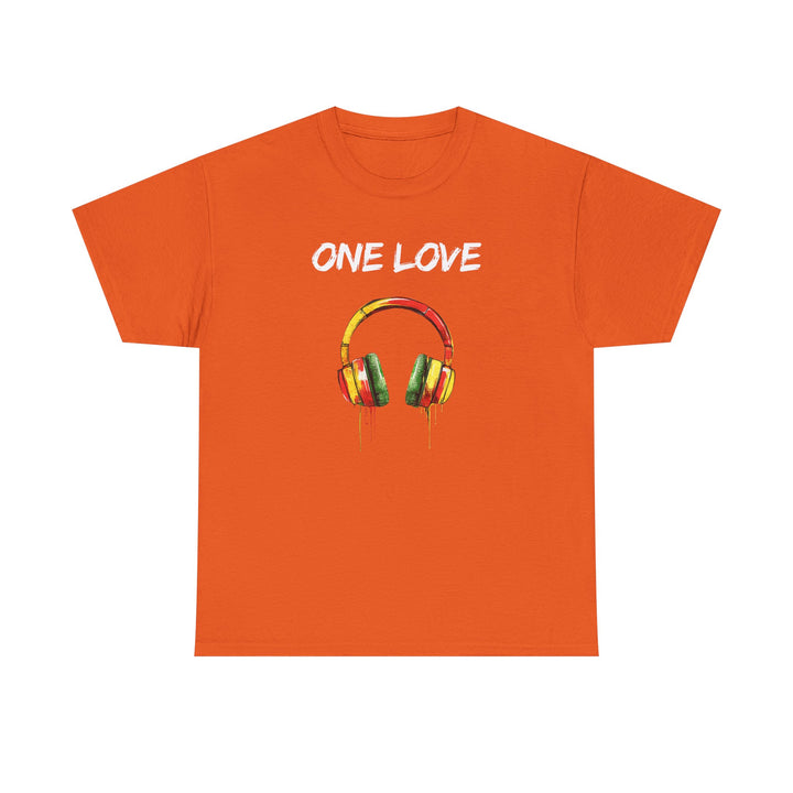 Unisex Heavy Cotton Tee - One Love Dripping Headphones Shirt