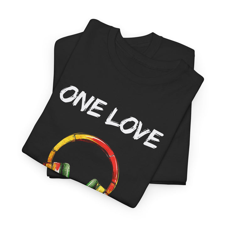 Unisex Heavy Cotton Tee - One Love Dripping Headphones Shirt