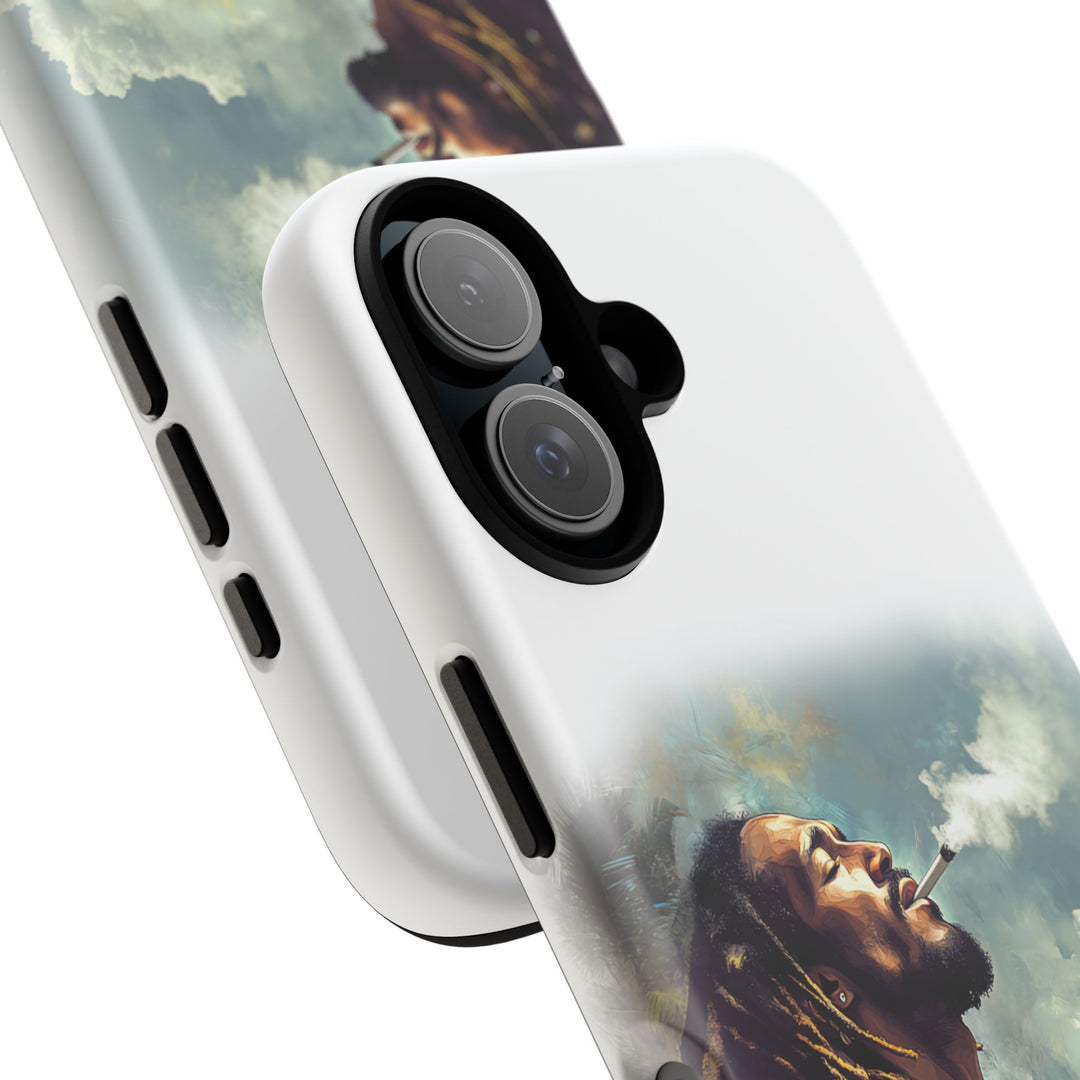 Artistic Phone Case with Tropical Vibe and Smoky Aesthetic