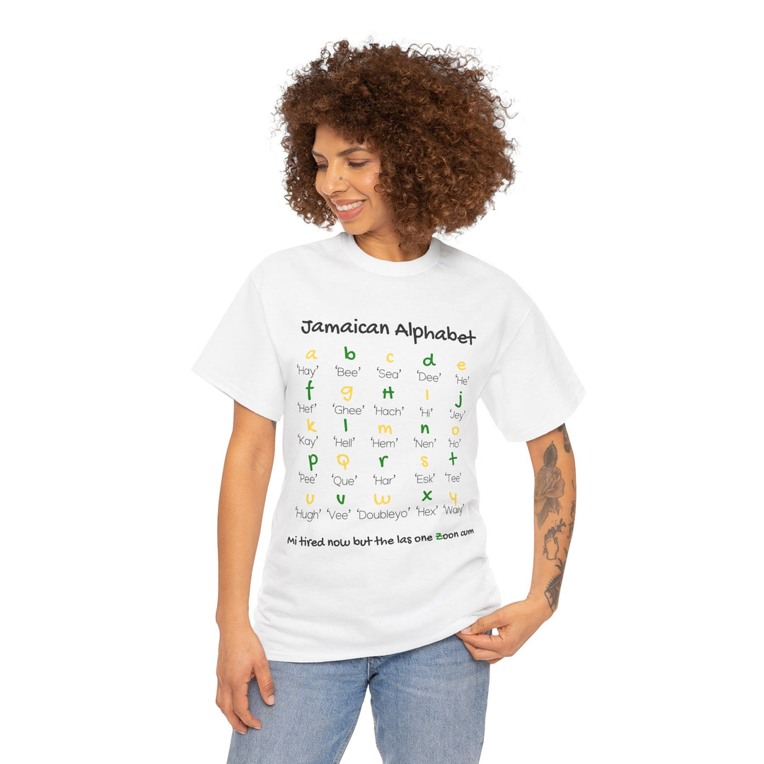 Jamaican Alphabet Unisex Heavy Cotton Tee - Comfortable & Informative T-Shirt