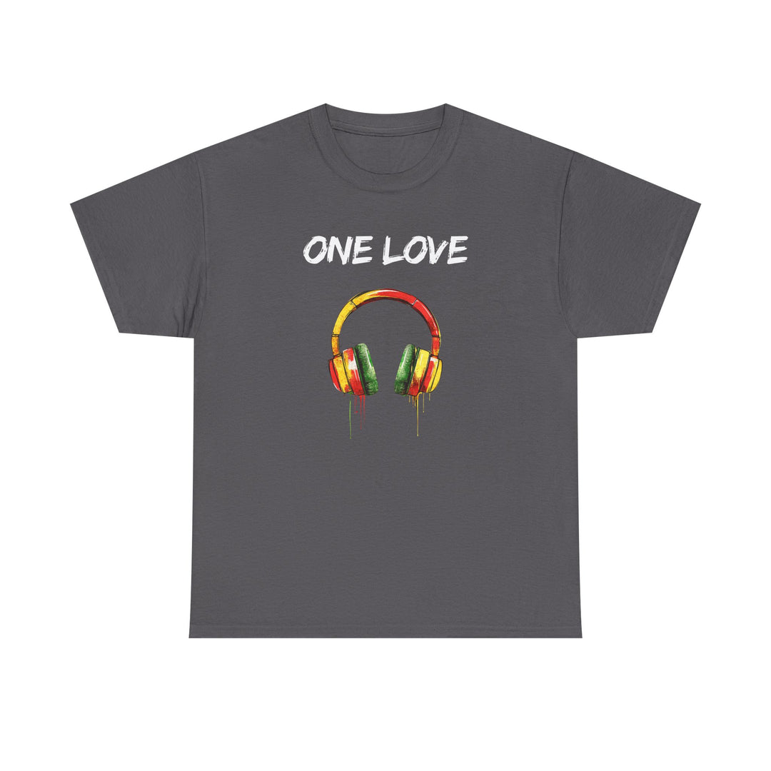 Unisex Heavy Cotton Tee - One Love Dripping Headphones Shirt