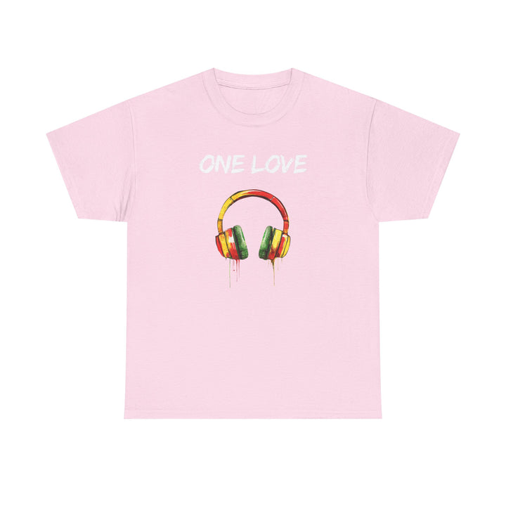 Unisex Heavy Cotton Tee - One Love Dripping Headphones Shirt