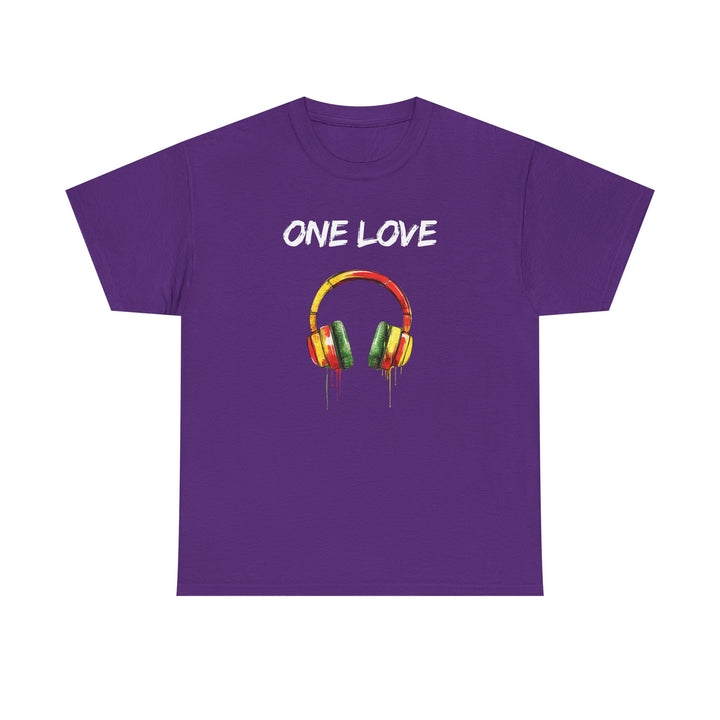 Unisex Heavy Cotton Tee - One Love Dripping Headphones Shirt