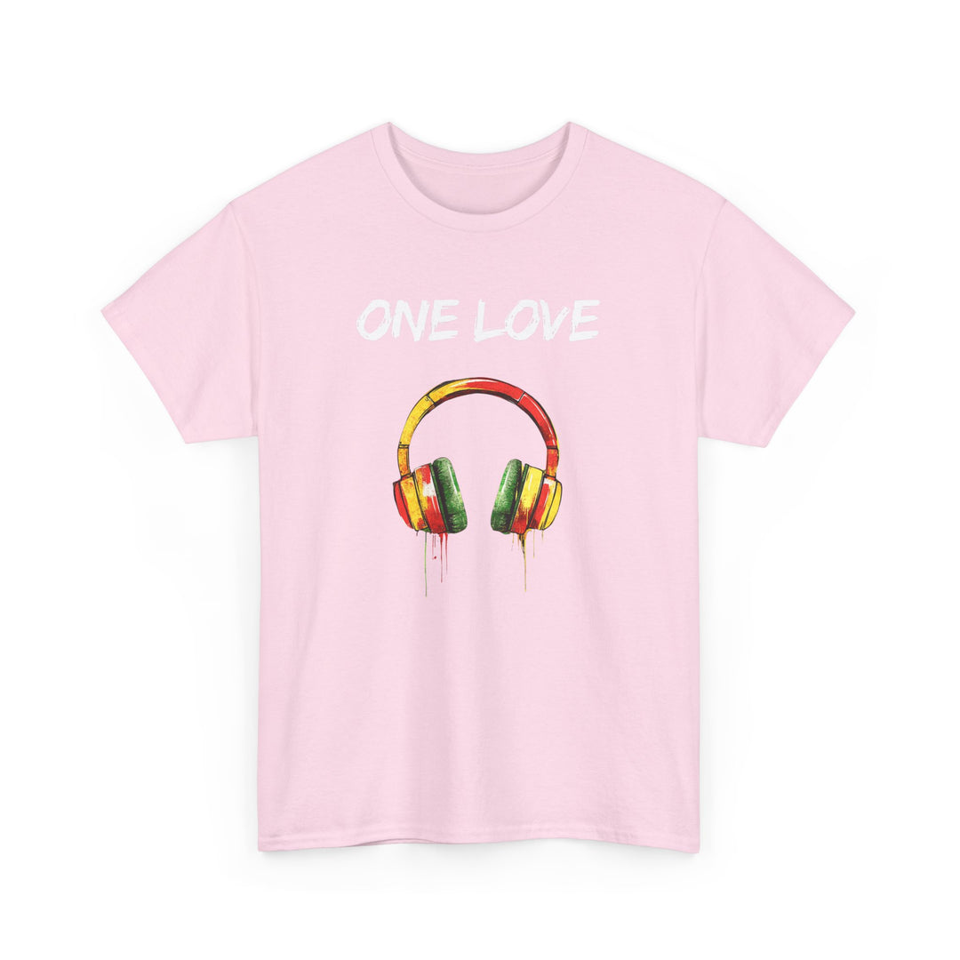 Unisex Heavy Cotton Tee - One Love Dripping Headphones Shirt