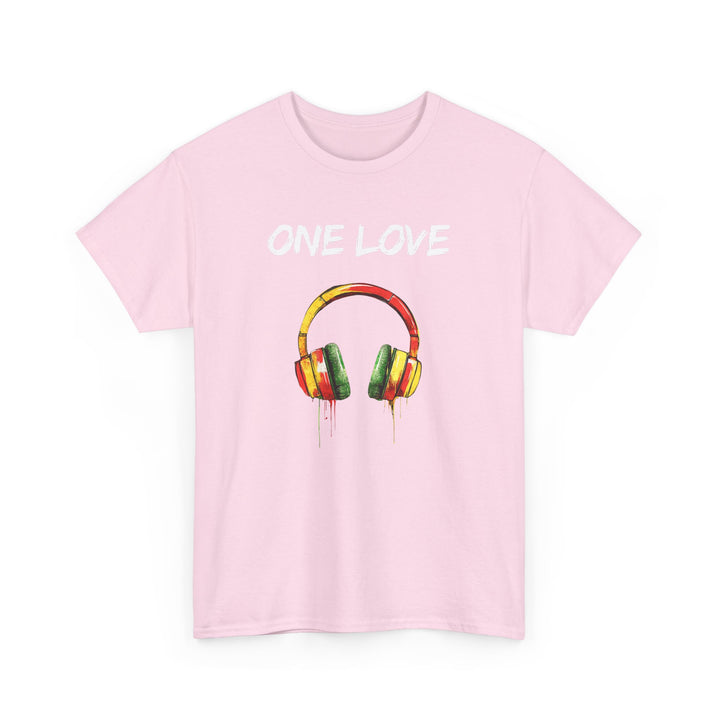 Unisex Heavy Cotton Tee - One Love Dripping Headphones Shirt