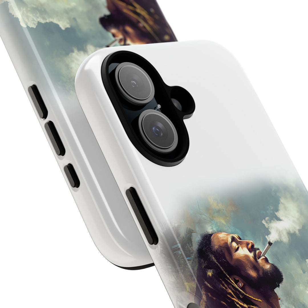 Artistic Phone Case with Tropical Vibe and Smoky Aesthetic