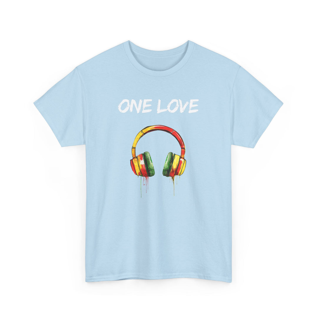 Unisex Heavy Cotton Tee - One Love Dripping Headphones Shirt