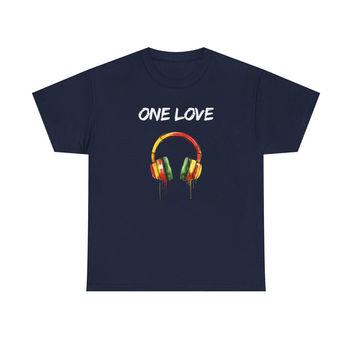 Unisex Heavy Cotton Tee - One Love Dripping Headphones Shirt