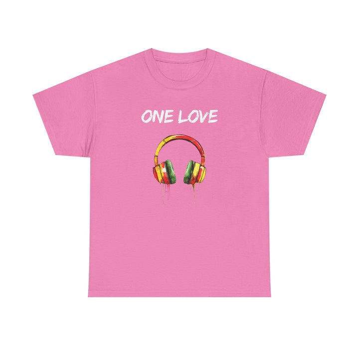 Unisex Heavy Cotton Tee - One Love Dripping Headphones Shirt