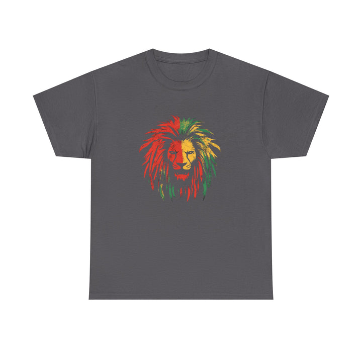 Reggae Lion Unisex Heavy Cotton Tee - Vibrant Graphic T-Shirt for Music Lovers